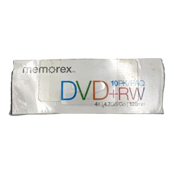 Memorex Rewritable DVD + RW 10 Pack 4x 4.7GB 120min Disks Jewel Cases SEALED - Picture 5 of 7